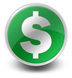Green Glossy Icon "Dollar Sign"