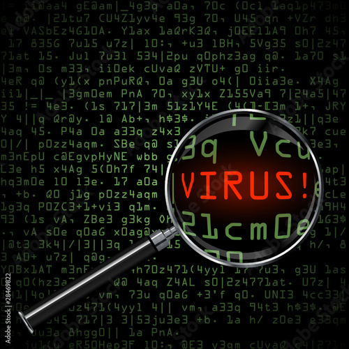Vector: Computer Virus, magnifying glass Computer Virus, magnifying glass