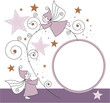 greeting card with elves and stars greeting card with elves and stars