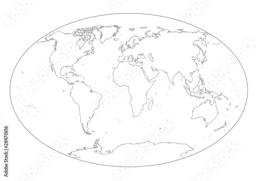 Illustrazione: Mappa del mondo in bianco e nero vuota Mappa del mondo in bianco e nero vuota