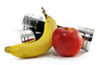 hantel mit apfel und banane hantel mit apfel und banane