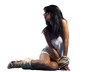 beautiful lady tied with rope over white