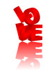 love text with reflection