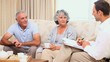 Video: Seniors talking with a salesman Seniors talking with a salesman