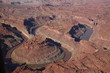 Aerial view of 8-shaped river bend at Canyonlands NP, Utah, USA