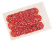 Salami packaging. Isolated Salami packaging. Isolated