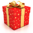 red gift box with golden ribbon over white background red gift box with golden ribbon over white background