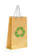 Recycle paper bag with recycle symbol on white background