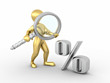 Men with loupe and percent