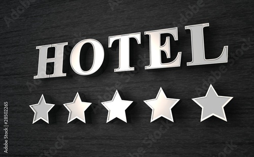 Illustration: 5 Sterne Hotel Schild - Silber auf Schwarz 5 Sterne Hotel Schild - Silber auf Schwarz