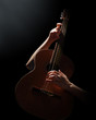 Playing on acoustic guitar