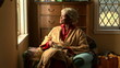 Video: Senior woman drinking tea by bedroom window Senior woman drinking tea by bedroom window