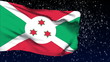 Burundi flag waving. White snow background. Seamless loop.