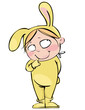 Vektor: Cute little girl dressed up New Year Rabbit Cute little girl dressed up New Year Rabbit