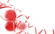 Three red christmas baubles