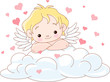 Cute Cupid lying on a cloud Cute Cupid lying on a cloud