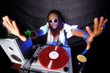 cool afro american DJ in action