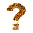 A question mark formed out of gold coins