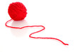 Red ball of woollen red thread isolated on white