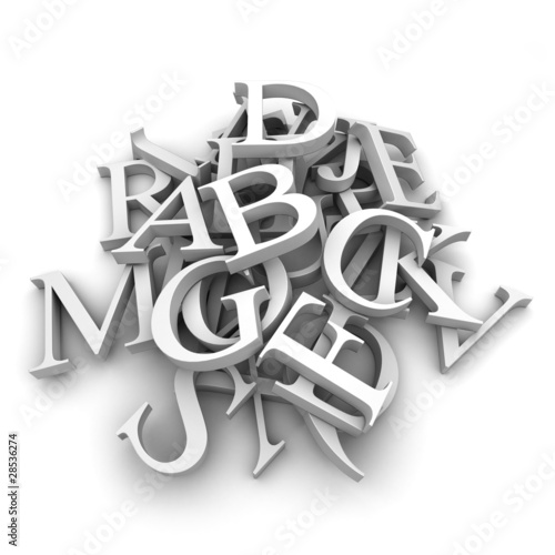 Illustration: Alphabet letters poured in a heap Alphabet letters poured in a heap