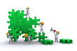 Business work building a puzzle. Buuilding business concept.