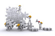 Business team building a puzzle. Buuilding business concept.