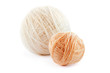 Two beige wool clews isolated on white background