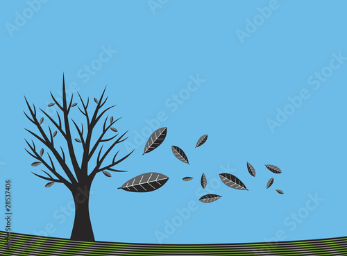 Illustration: tree in autumn wind tree in autumn wind