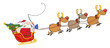 Santa Claus And Team Of Reindeer In His Sleigh Flying