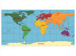 Detailed World Map with Names of Continent and Countries, vector