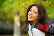Autumn woman filled with joy