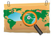 map with compass and lens