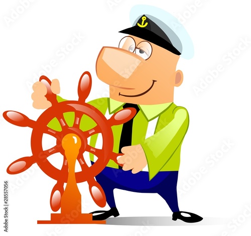 Illustration: ship captain at the helm ship captain at the helm