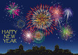 happy new year, firework - vector