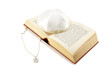 Photo: Jewish holiday still life with torah,david star and kippah Jewish holiday still life with torah,david star and kippah