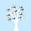 Birds in tree illustration