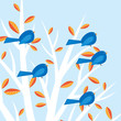 Birds sitting in tree