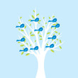 Blue birds in tree