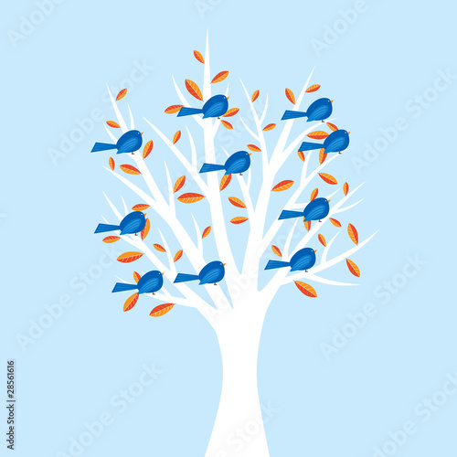 Illustration: Birds in tree illustration Birds in tree illustration