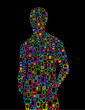 Silhouette of as man mad with Smartphones and Cellphones Silhouette of as man mad with Smartphones and Cellphones