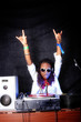 cool afro american DJ in action