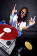 cool afro american DJ in action