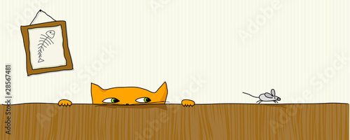 Vector: cat hunting mouse cat hunting mouse
