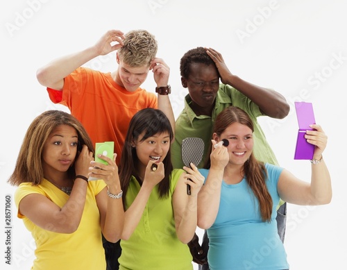 Photo: Group Of Teenagers Primping Group Of Teenagers Primping
