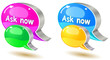 colorful ask bubble chat icon set isolated on white