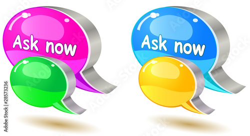 Vector: colorful ask bubble chat icon set isolated on white colorful ask bubble chat icon set isolated on white