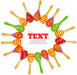 Foto: colorful wooden toy maracas frame colorful wooden toy maracas frame