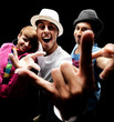 Group of bboys gesturing rock and roll sign Group of bboys gesturing rock and roll sign