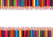 Close up of color pencils with different color over white