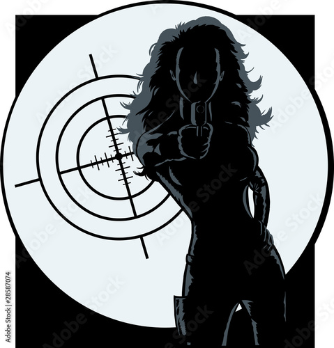 Vector: Outline of a sexy and mysterious agent. Outline of a sexy and mysterious agent.
